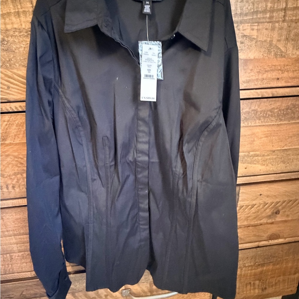 WHBM Seamed Poplin Button Up Shirt size 14